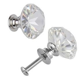 Cabinet Knobs, 12 Pack, 1.22 Inch Acrylic & Zinc Alloy Drawer Pulls Door Handles, Diamond Kitchen Solid Knobs Dresser Handles