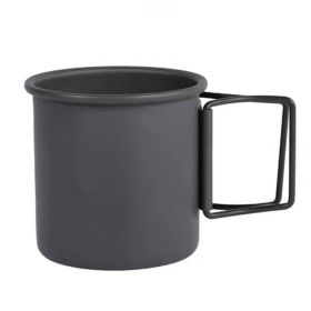 Portable Outdoor Camping Water Cup with Foldable Handle (Color: black, Type: Camping supplies)